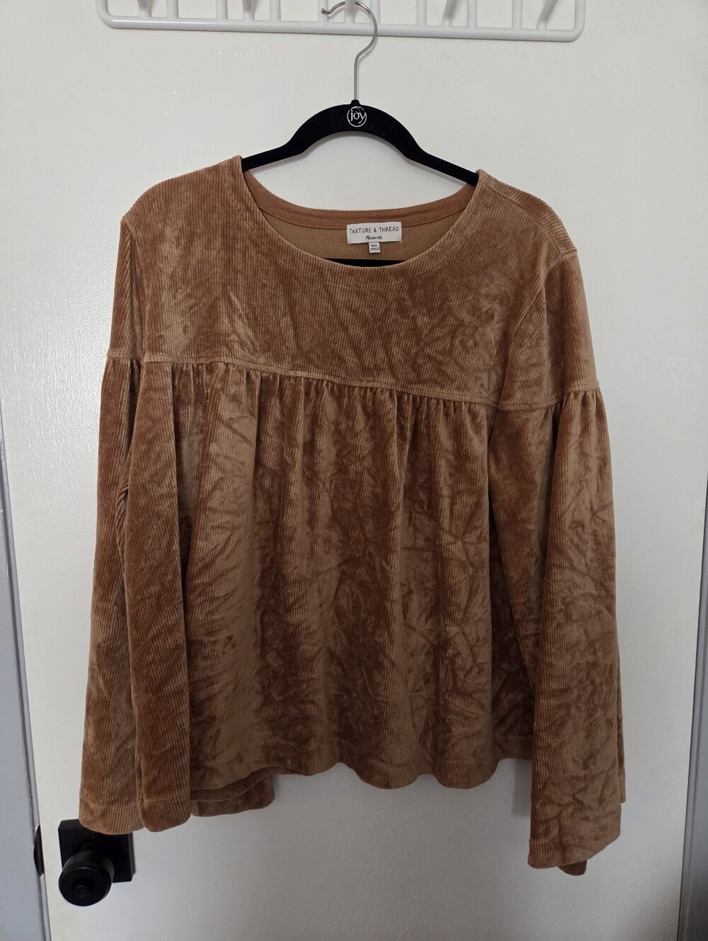 Madewell Texture & Thread Camel Corduroy Babydoll Swing Top XXL Warm Caramel